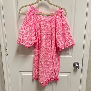 Bindi Pink Textile Cold Shoulder Cover Up Dress